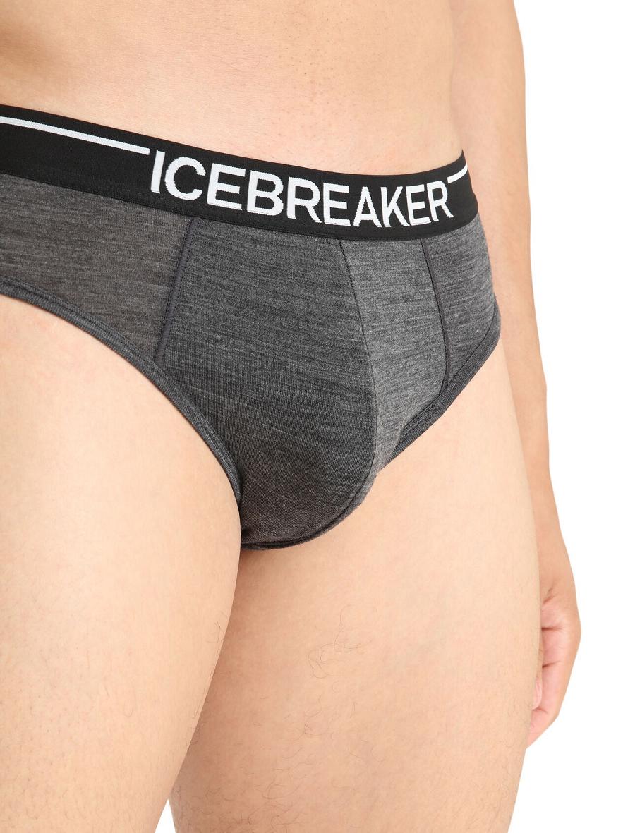 Jet Heather Men's Icebreaker Merino Anatomica Briefs Underwear | USA 1298KORI